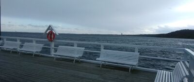 Gdynia, Orłowo, molo [Widok z molo w kierunku Gdańska.]