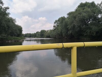 Zdjęcie z promu, most w Bierawie za jakieś 20km