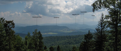 Schronisko PTTK Leskowiec [Widok spod Schroniska Leskowiec w kierunku południowo-wschodnim]