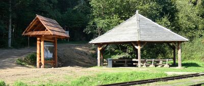 Odejście do bobrowiska ↔ Balnica, ścieżka dydaktyczna [Stacja kolejki wąskotorowej Balnica.]