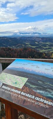 Tablica panoramiczna na szczycie Wysokiej