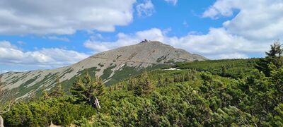 Widok z czarnego szlaku w kierunku Śnieżki