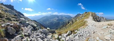 Panorama z Krzyżnego w kierunku Doliny Pięciu Stawów i Kopy nad Krzyżnem