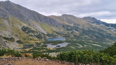 Widok na Dolinę Zieloną Gąsienicową z czarnego szlaku na Karb