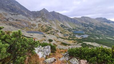 Widok na Dolinę Zieloną Gąsienicową z czarnego szlaku na Karb