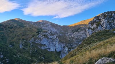 Widok na Kopę Kondracką z czerwonego szlaku na Siodle