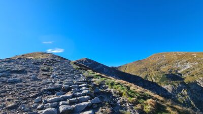 Żółty szlak na Kondracką Kopę. Po prawej Małołączniak.