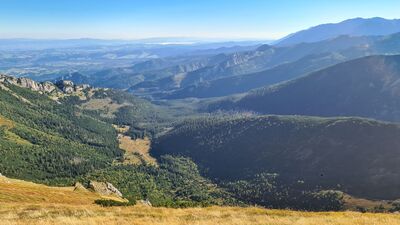 Łączące się doliny Małego Szerokiego i Kondratowa w Dolinę Bystrej. Widoczna Polana Kondratowa.