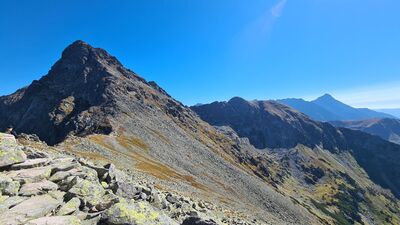 Świnica spod Pośredniej Turni. Na horyzoncie Krywań.