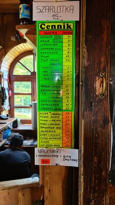 Ceny w schronisku na Luboniu Wielkim (wrzesień 2024)