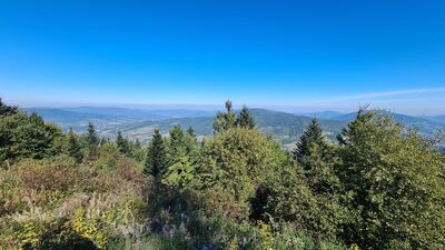 Widok w Lubonia Wielkiego na Beskid Makowski