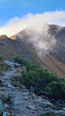 Czarny szlak pod Kotłową Czubką z widokiem na Siwy Zwornik