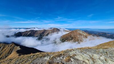 Widok z Bystrej w kierunku Starobociańskiego Wierchu