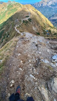 Przebieg zielonego szlaku z Siwego Zwornika przez Siwą Przełęcz w stronę Ornaku