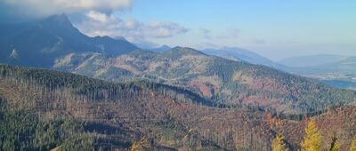 Wielki Kopieniec [Panorama z Wielkiego Kopieńca - Giewont w chmurach]