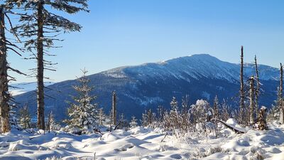 Babia Góra spod Pomnika ofiar katastrofy lotniczej z 1969 r. na Policy