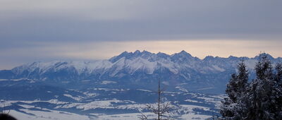 Schronisko PTTK Turbacz [Tatry Bielskie i Wysokie ze schroniska pod Turbaczem]