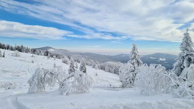 Polana Skalne - po lewej Mogielca, po prawej Modyń