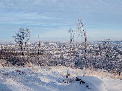 Żółty szlak przed Kołowrotem z widokiem na Bielsko