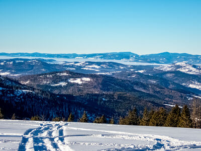 Widok z Hali Koziorka na Beskid Śląsko-Morawski