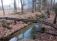 Brzeszcze ↔ Harmęże [uszkodzony most na Młynówce]