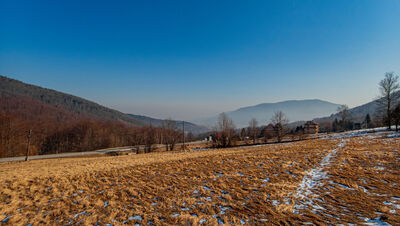 Przełęcz Gruszowiec z widokiem na Łopień