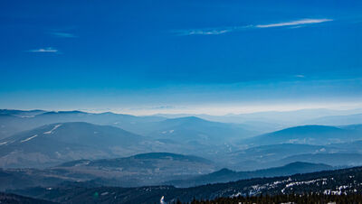 Tatry z wieży widokowej na Baraniej Górze