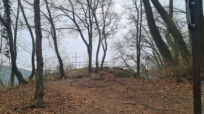 Widok na punkt widokowy na skale Krzywy Sąd