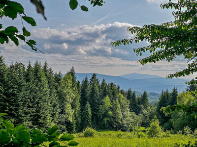 Czarny szlak na Lubomir z widokiem na Babią Górę