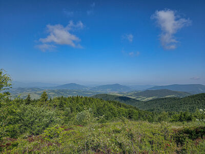 Widok z Polany Łąki (Luboń Wielki i Szczebel)