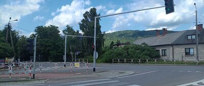 Wilkowice, skrzyżowanie