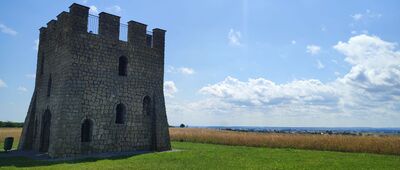 Kornelówka [Wieża widokowa w Kornelówce. Rzekomo początek szlaku, ale kropki brak.]
