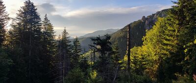 Czerwona Przełęcz [Widok z Czerwonej Przełęczy o świcie]