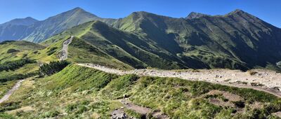 Trzydniowiański Wierch [Widok z Trzydniowiańskiego Wierchu na Grań główną Tatr Zachodnich]