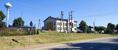 Żabianka ↔ Sobieszyn, OSP [charakterystyczna wieża ciśnień w Ułężu]