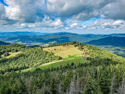 Hala Gorc Kamienicki (widok z wieży widokowej na Gorcu)