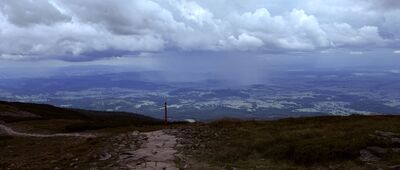 Babia Góra, dojście szlaku żółtego ↔ Nad Sokolicą