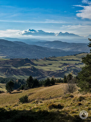 Wysoki Wierch 898 m n.p.m. z widokiem na Tatry