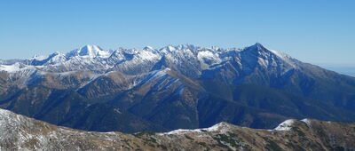 Bystrá [Widok na Tatry Wysokie z Bystrej]