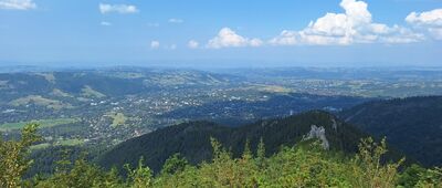 Sarnia Skała [Widok na Zakopane z Sarniej Skały]