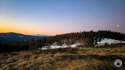 Brzask nad Polaną Skalne z widokiem na Tatry