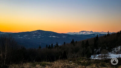Brzask nad Polaną Skalne z widokiem na Tatry