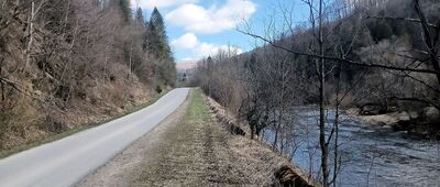 Kalnica, początek ścieżki "Bieszczady Odnalezione" ↔ Jaworzec, most