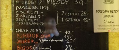 Schronisko pod Durbaszką [Menu w schronisku]
