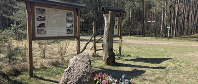 Łażyn [Pomnik Czesława Jóźwiaka i tablica z opisem historii Łażyn]