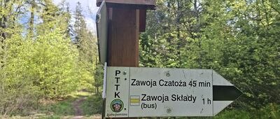 Przełęcz Jałowiecka, odejście szlaku czarnego