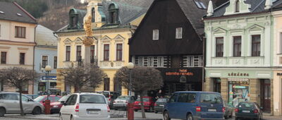 Jablonné nad Orlicí, Náměstí 5. května [ Náměstí 5. května, tłum. Plac 5 maja, czyli po prostu Rynek w Jablonné nad Orlicí. 21 marca 2014 r.]