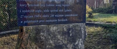 Wesoła, Aleja Spacerowa ↔ Ławki, rozejście szlaków żółty / niebieski [Pomnik ofiar podobozu KL Auschwitz (Furstengrube)]